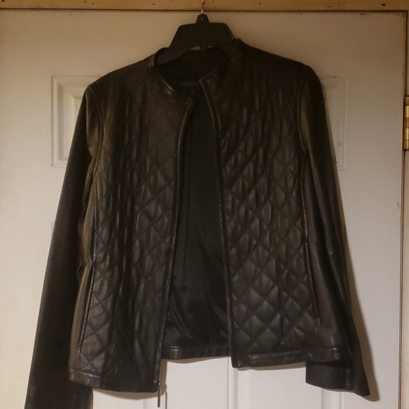 Black Leather Jacket Size Large - Picture 2 of 8